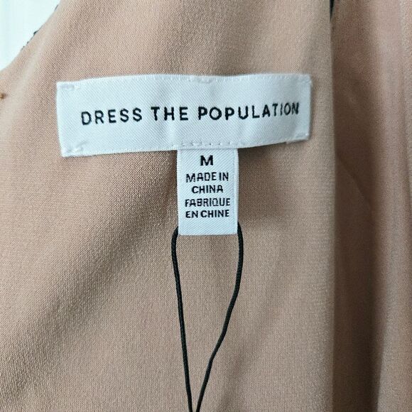 Dress the Population Womens Audrey Midi A-Line 3D Floral Dress Navy Nude Medium - Picture 4 of 13